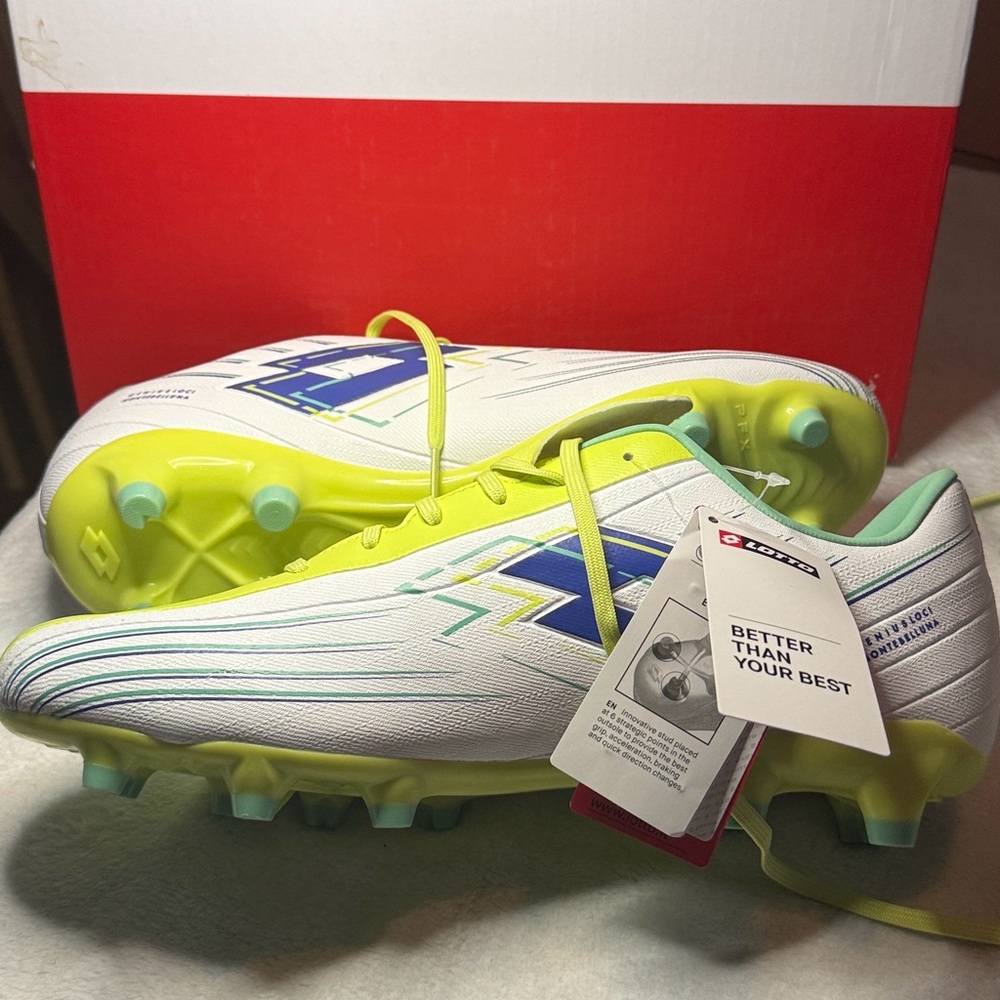 NIB Lotto Solista 700 VIII FG Soccer Cleats - US Men’s 10.5 - White / Lime